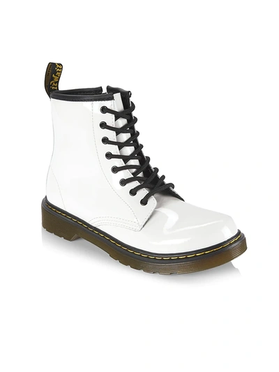 Shop Dr. Martens' Little Girl's & Girl's 1460 Patent Combat Boots In White