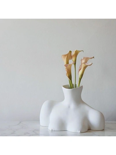 Shop Anissa Kermiche Breast Friend White Vase In White Matte