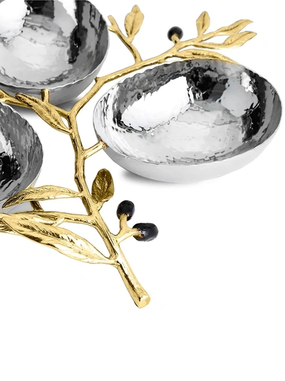 Michael Aram Olive Branch Gold 3 Bowl Server