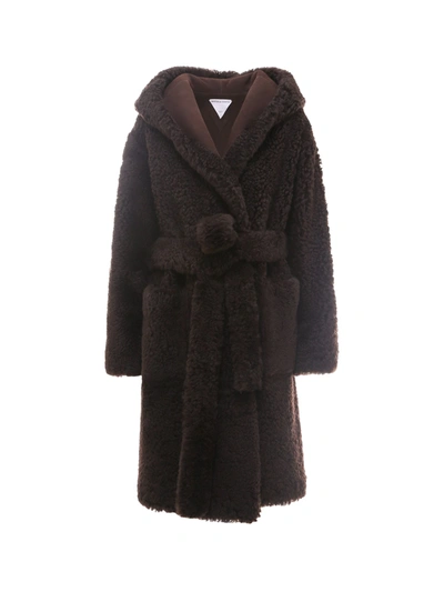 Shop Bottega Veneta Teddy Belted Coat In Brown