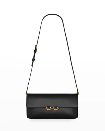 Shop Saint Laurent Maillon Leather Shoulder Bag In Black
