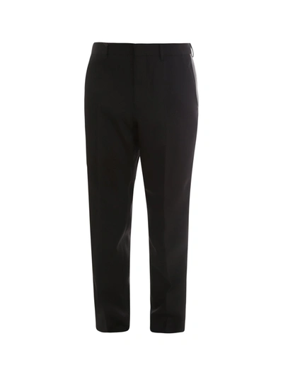 Shop Burberry Side Striped Straight Leg Trousers In Black