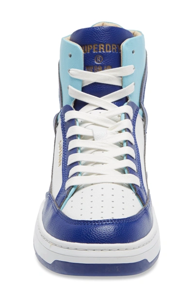 Shop Superdry Basket High Top Sneaker In Fluro Blue/ Navy/ White