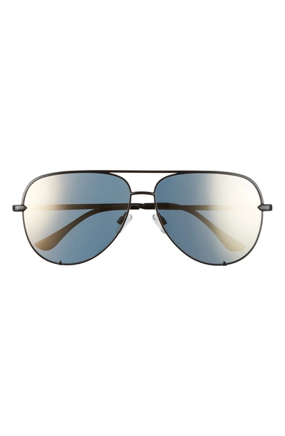 Shop Quay High Key 56mm Aviator Sunglasses In Black/ Gold Mirror