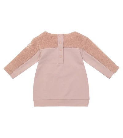 Shop Moncler Baby Logo Stretch-cotton Sweatshirt Dress In Pink