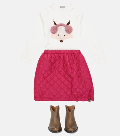 Il Gufo Quilted Technical Skirt In Pink