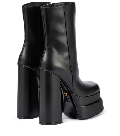 Shop Versace Intrico Leather Platform Ankle Boots In Black