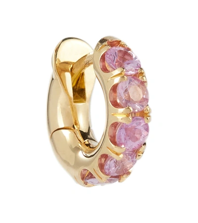 Spinelli Kilcollin Mini Macro Hoop 18kt Yellow Gold Single Earring With Pink Sapphires In Yellow