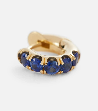 Shop Spinelli Kilcollin Mini Macro Hoop 18kt Yellow Gold Single Earring With Sapphires