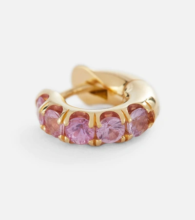 Shop Spinelli Kilcollin Mini Macro Hoop 18kt Yellow Gold Single Earring With Pink Sapphires
