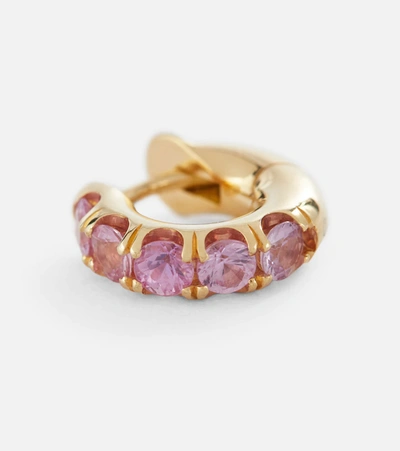 Spinelli Kilcollin Mini Macro Hoop 18kt Yellow Gold Single Earring With Pink Sapphires In Yellow