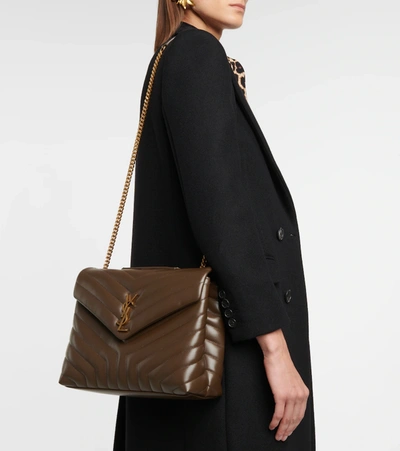 Shop Saint Laurent Loulou Medium Leather Shoulder Bag In Brown