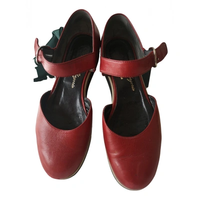 Pre-owned Robert Clergerie Leather Ballet Flats In Red
