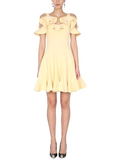 Shop Alexander Mcqueen Mini Dress In Yellow