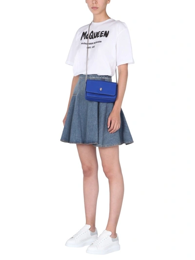 Shop Alexander Mcqueen Mini Skirt In Blue