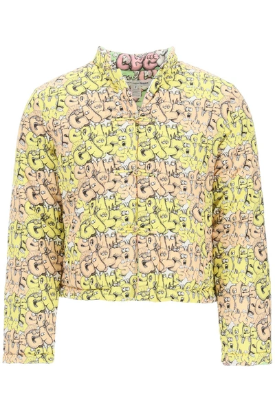 Shop Comme Des Garçons Shirt X Kaws Graphic Printed Jacket In Yellow