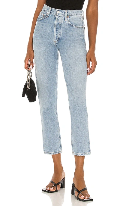 Agolde Riley High Waist Crop Straight Leg Organic Cotton Jeans In Enctr Encounter