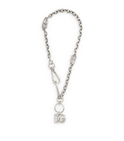 Shop Dolce & Gabbana Silver-tone Crossover Logo Necklace In Multi