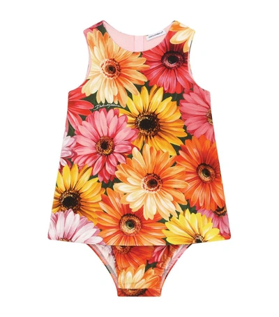 Shop Dolce & Gabbana Kids Gerbera-daisy Dress And Bloomers Set (3-30 Months) In Multi