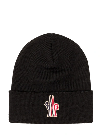 Shop Moncler Grenoble Logo Patch Beanie In Black