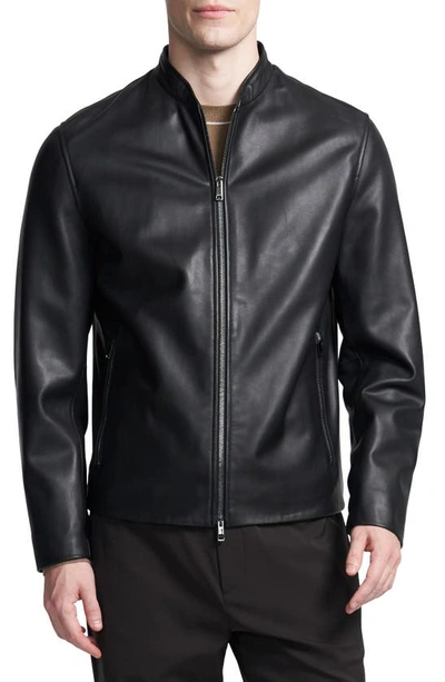 Shop Theory Moore Leather Bomber Jacket In Black