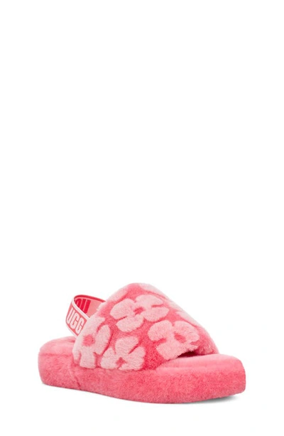 Shop Ugg Girl's  Fluff Yeah Slide Sandal In Strawberry Sorbet Poppy