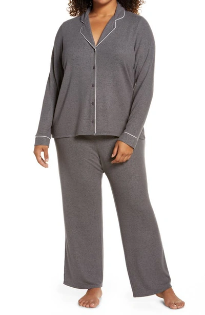 Shop Nordstrom Brushed Hacci Pajamas In Grey Steel Heather Marl