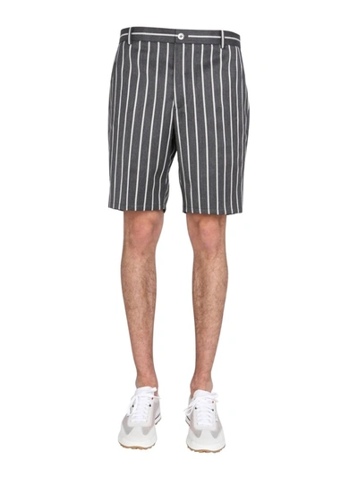 Shop Thom Browne Bermuda With Striped Pattern In Grey