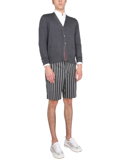 Shop Thom Browne Bermuda With Striped Pattern In Grey