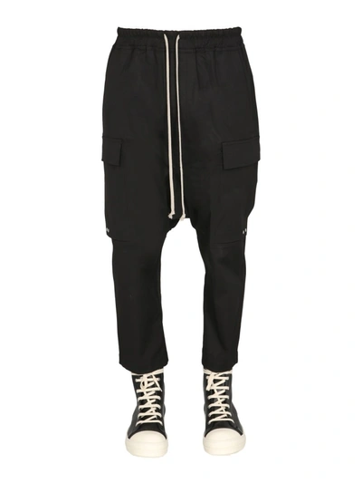 Shop Rick Owens Cropped Cargo Pants In Black