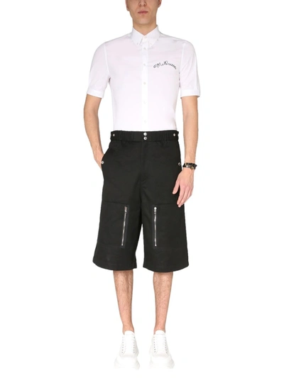 Shop Alexander Mcqueen Japanese Gabardine Shorts In Black