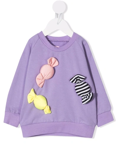 Shop Wauw Capow By Bangbang Candy-appliquéd Jersey Sweatshirt In Purple