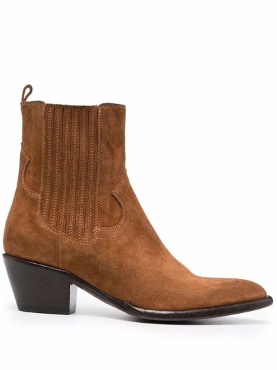 Shop Buttero Suede Pointed-toe Chelsea Boots In Brown
