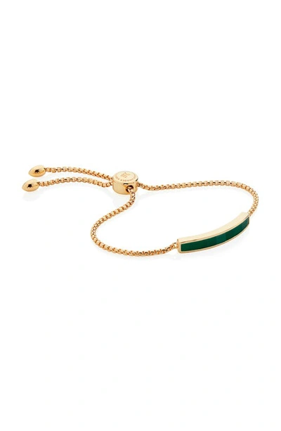Shop Monica Vinader Baja Skinny Friendship Bracelet In Yellow Gold/ Green Onyx