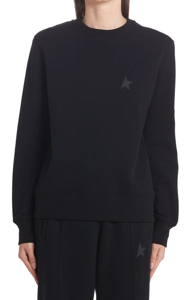 Shop Golden Goose Star Collection Athena Logo Cotton Jersey Sweatshirt In Black