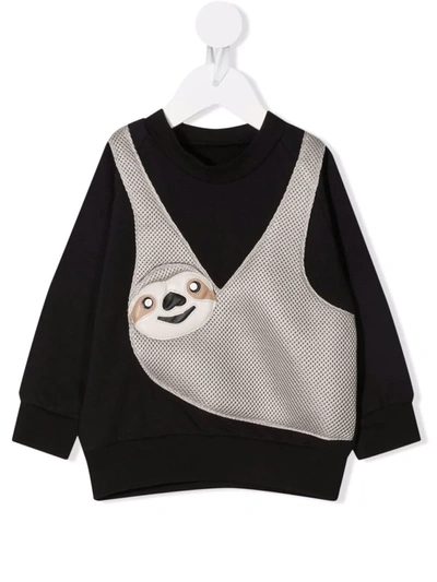 Wauw Capow By Bangbang Sloth-appliquéd Jersey Sweatshirt In Black