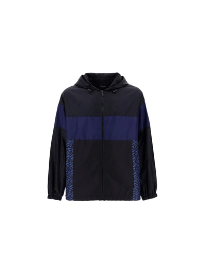 Shop Versace Jacket In Nero+blu