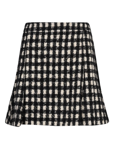Shop Chloé Flared Tweed Short Skirt In Black/white