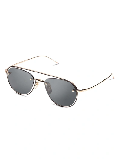 Shop Thom Browne Tbs112/52/02 Sunglasses In White Gold