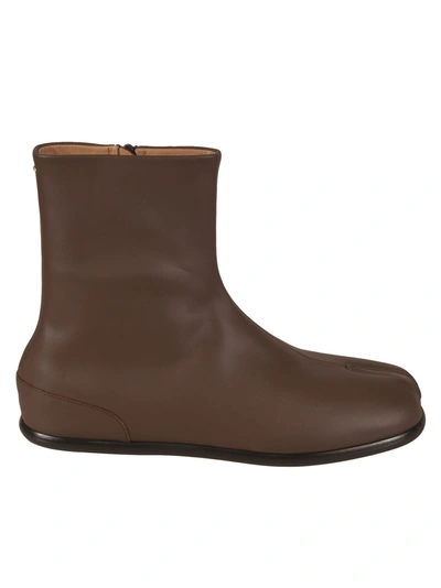 Shop Maison Margiela Side Zipped Tabi Ankle Boots In Brown