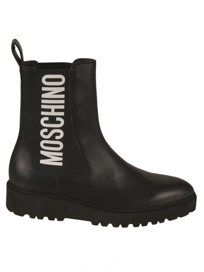 Moschino Men's Logo Pointed-toe Ankle Boots In Black | ModeSens