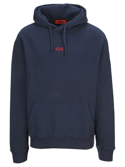 Shop Fourtwofour On Fairfax 424 Embroidered Logo Hoodie In Navy