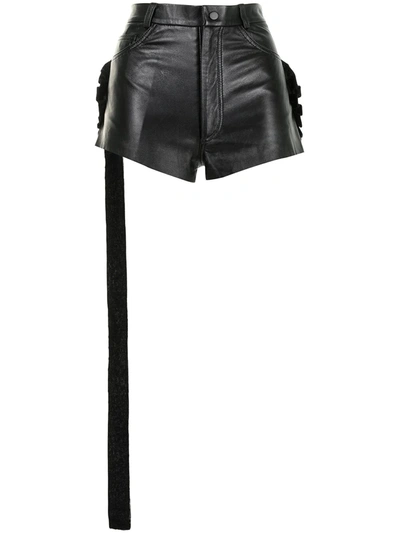 Shop Natasha Zinko Heart Patch Leather Shorts In Schwarz