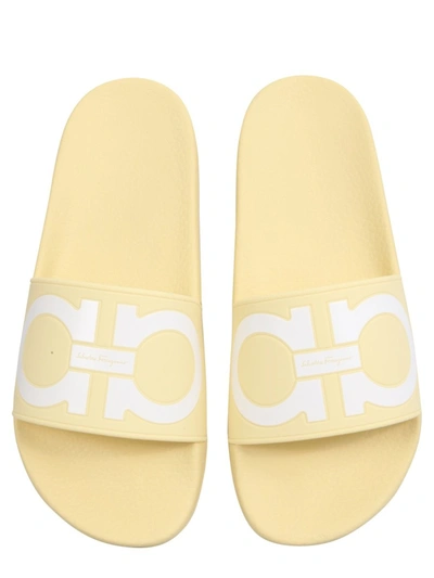 Shop Ferragamo Slide Groovy Sandals In Yellow