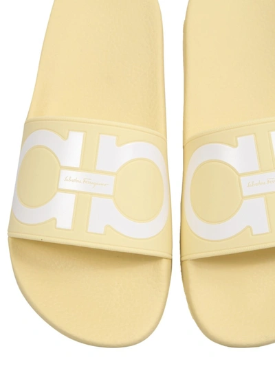 Shop Ferragamo Slide Groovy Sandals In Yellow