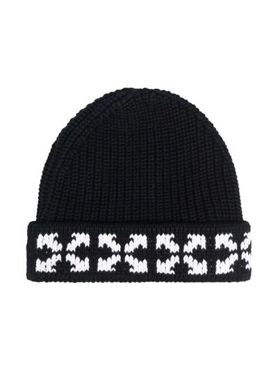 Shop Off-white Arrows-motif Ribbed Beanie In 黑色