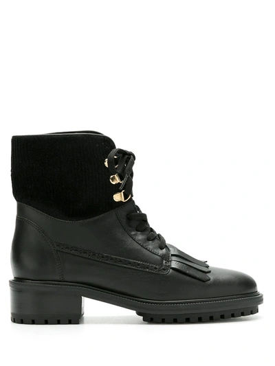 Sarah Chofakian Leather Cavendish Combat Boots In Black