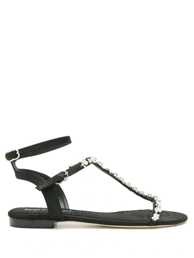 Shop Sarah Chofakian Leather Lumière Flat Sandals In Black