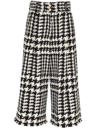 Shop Dolce & Gabbana Houndstooth-pattern Cropped Trousers In White