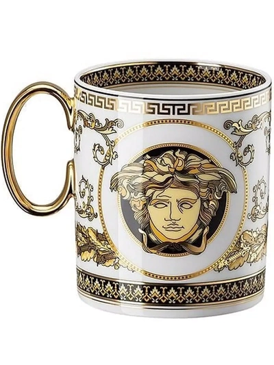 Shop Versace Virtus Alphabet C Porcelain Mug In White